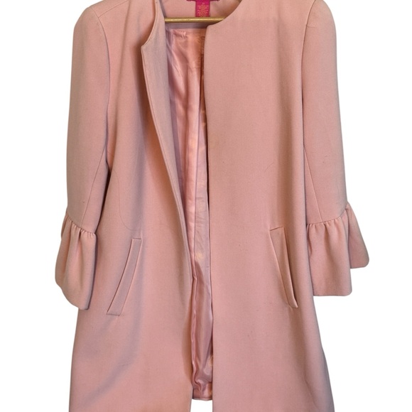 Catherine Malandrino Pink Ruffle-Sleeve Open Front Jacket - Picture 2 of 8